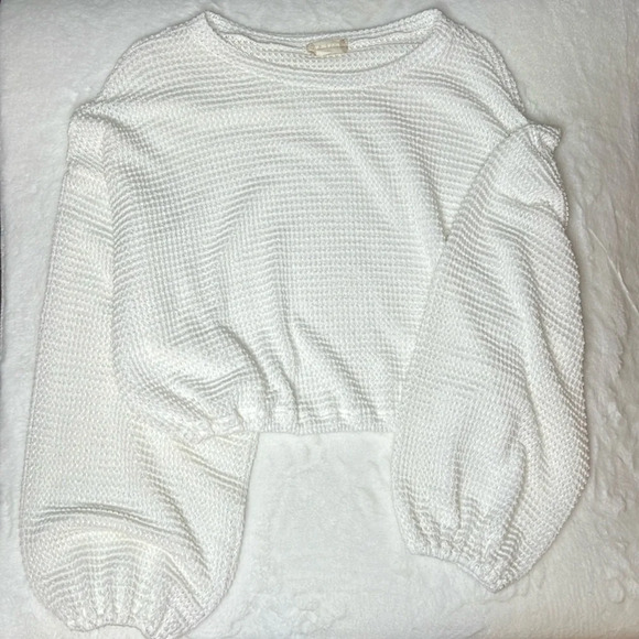 Alter’d State Balloon Sleeve Cropped Sweater Top Size L - Picture 1 of 4